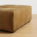 Art Leon Pouf en Cuir Véritable, Repose-Pieds Rembourré Vintage, Repose-Pieds Ottoman Rectangulaire pour Salon, Chambre à Coucher, Entrée