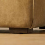 Art Leon Pouf en Cuir Véritable, Repose-Pieds Rembourré Vintage, Repose-Pieds Ottoman Rectangulaire pour Salon, Chambre à Coucher, Entrée