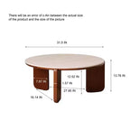 Table basse ronde GDFStudio Bellamy en bois massif avec plateau en pierre frittée