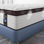 Matelas hybride Kescas Premium 14 pouces fermeté moyenne - Compatible avec sommier plateforme, sommier tapissier ou sommier à lattes