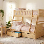 Lit superposé Bradley GDFStudio en bois moderne, double/double, avec tiroirs de rangement
