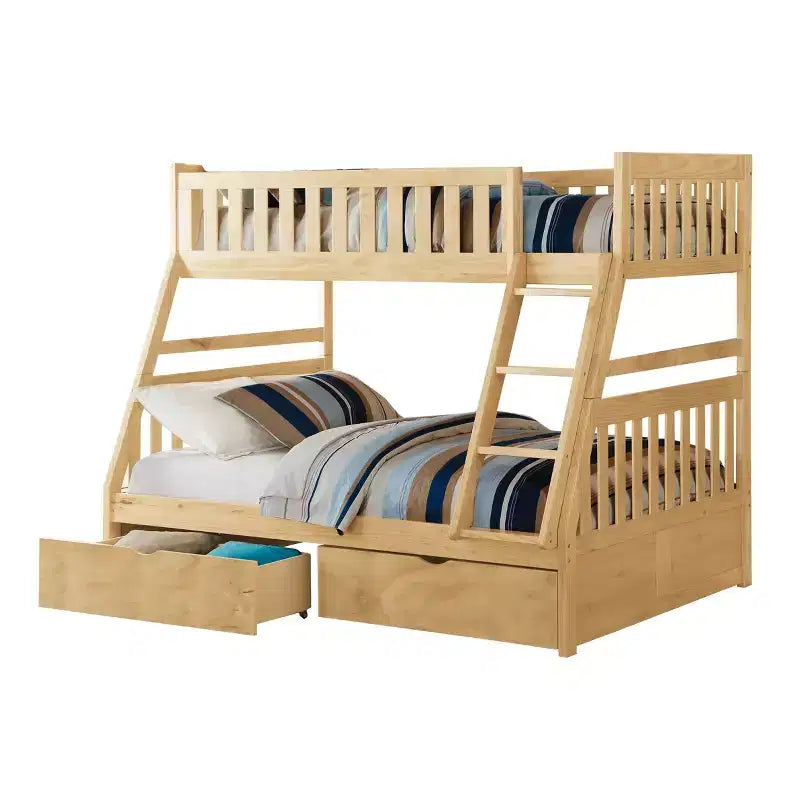 Lit superposé Bradley GDFStudio en bois moderne, double/double, avec tiroirs de rangement