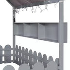 Lit au sol en forme de maison double Luxystar avec baldaquin éclairé, étagères de rangement et clôture