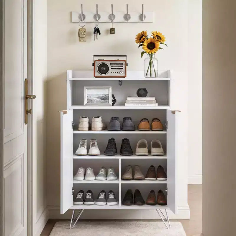 Karl Home Armoire à Lattes 2 Portes 2 Crochets Pieds Hauts 26,8 Largeur