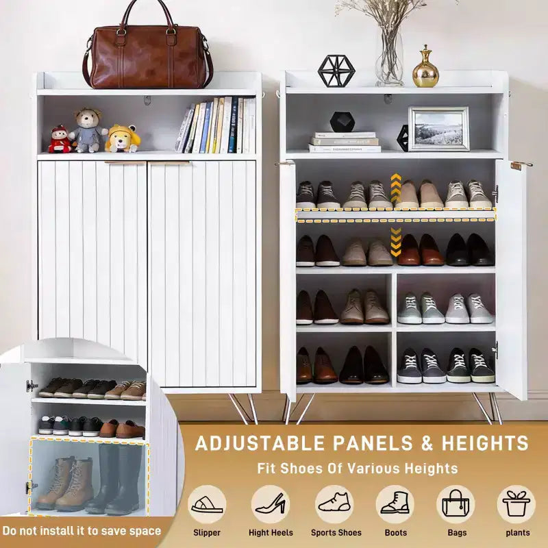 Karl Home Armoire à Lattes 2 Portes 2 Crochets Pieds Hauts 26,8 Largeur