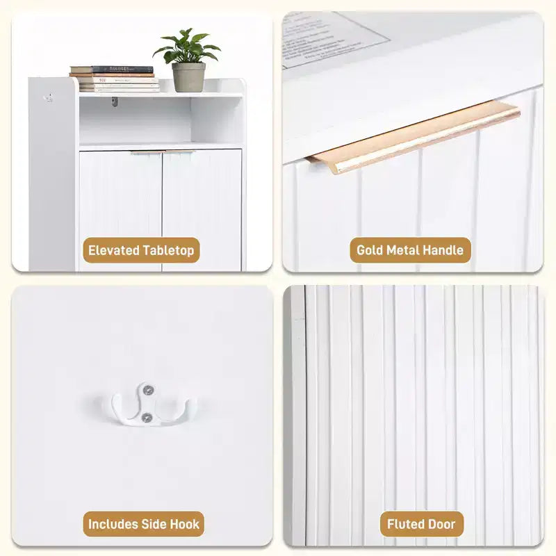 Karl Home Armoire à Lattes 2 Portes 2 Crochets Pieds Hauts 26,8 Largeur