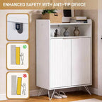 Karl Home Armoire à Lattes 2 Portes 2 Crochets Pieds Hauts 26,8 Largeur