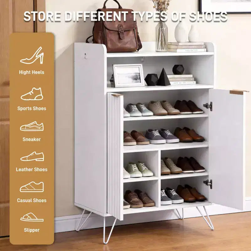 Karl Home Armoire à Lattes 2 Portes 2 Crochets Pieds Hauts 26,8 Largeur