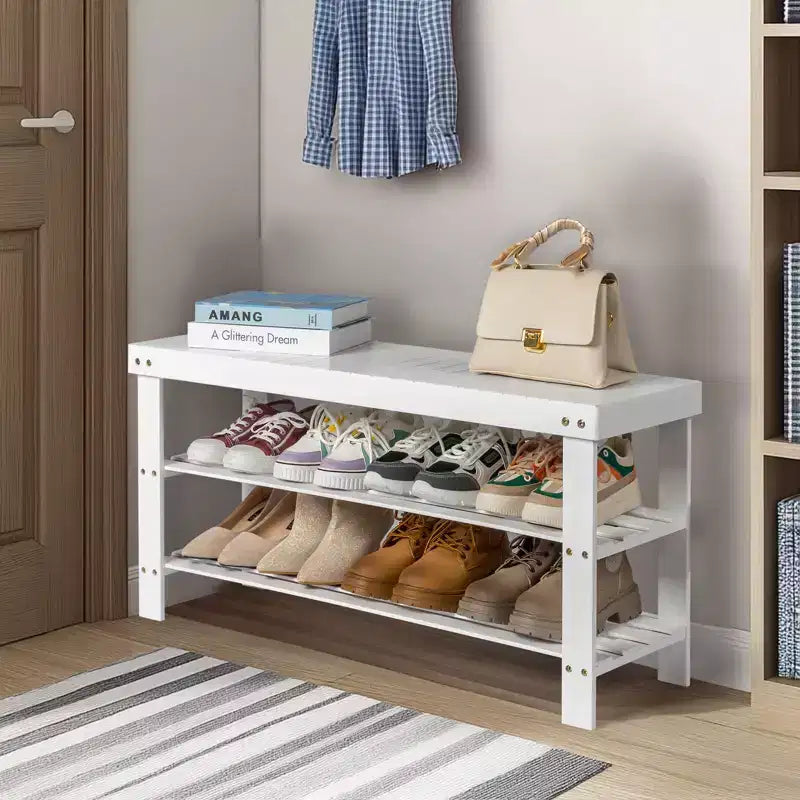 Karl Home Meuble à chaussures 3 niveaux en bambou sans couture, 69,8 cm (l)