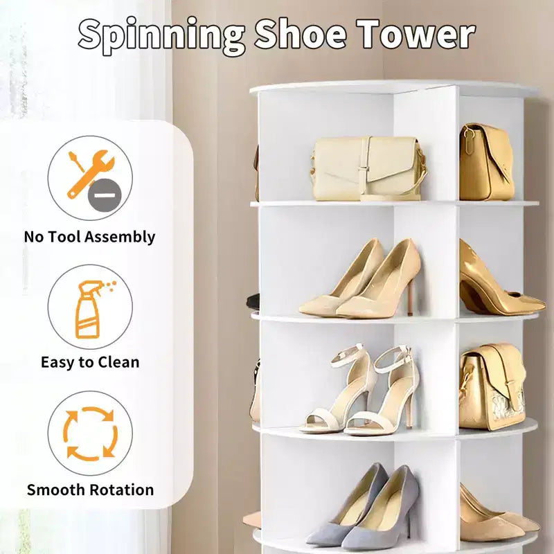 Karl Home Meuble à Chaussures WPC Rotatif à 360° à 7 Niveaux, Hauteur 72,4 po