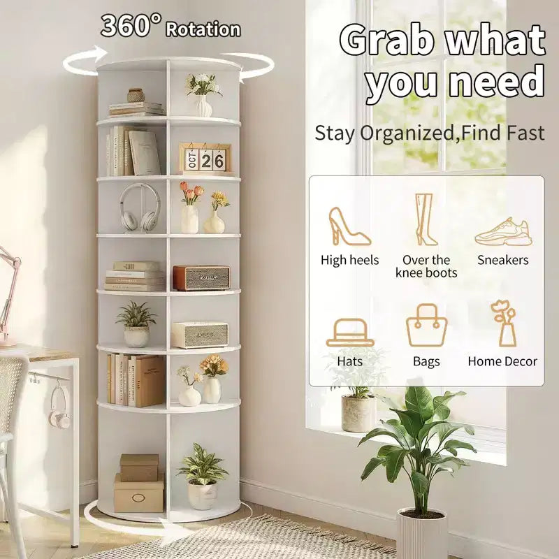 Karl Home Meuble à Chaussures WPC Rotatif à 360° à 7 Niveaux, Hauteur 72,4 po