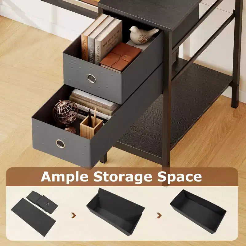 Costway Bureau d'ordinateur de 122 cm avec rangement, crochet pour casque, étagère et 2 tiroirs