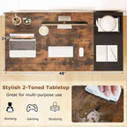 Costway Bureau d'ordinateur de 122 cm avec rangement, crochet pour casque, étagère et 2 tiroirs