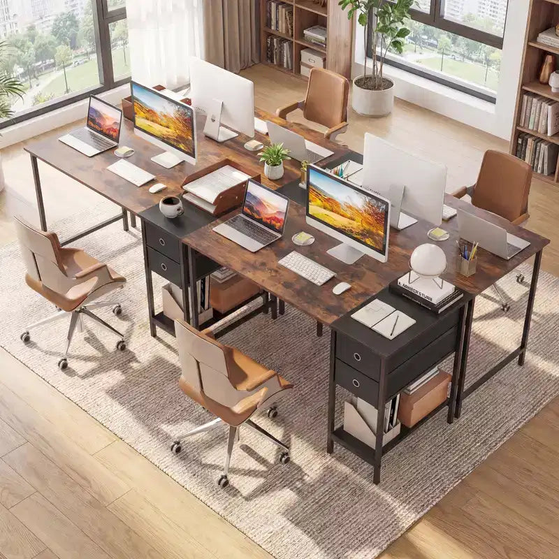 Costway Bureau d'ordinateur de 122 cm avec rangement, crochet pour casque, étagère et 2 tiroirs