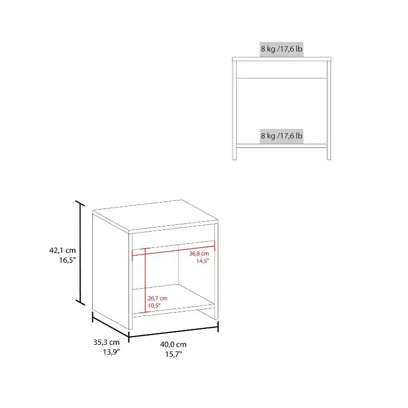Conçue pour un usage quotidien pratique, cette table de chevet minimaliste haute Chroma de 16,5 po avec étagère ouverte offre un look moderne avec un rangement fonctionnel.