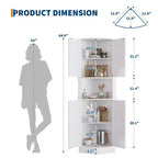 64.6 Armoire d'angle de ferme, meuble de rangement haut à 5 niveaux avec 4 portes de grange, placard de garde-manger autoportant pour salon et cuisine