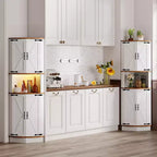 64.6 Armoire d'angle de ferme, meuble de rangement haut à 5 niveaux avec 4 portes de grange, placard de garde-manger autoportant pour salon et cuisine