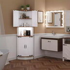 64.6 Armoire d'angle de ferme, meuble de rangement haut à 5 niveaux avec 4 portes de grange, placard de garde-manger autoportant pour salon et cuisine