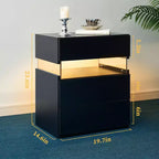 Table de Chevet à 3 Tiroirs avec Lumière LED pour Chambre à Coucher ou Salon