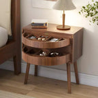 Rotating Hidden Compartment Boho Rattan Nightstand for Bedroom Living Room