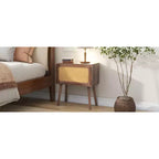 Table de chevet rotative cachée en rotin de style bohème pour chambre à coucher et salon