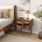 Table de chevet rotative cachée en rotin de style bohème pour chambre à coucher et salon