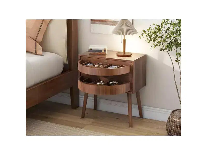 Table de chevet rotative cachée en rotin de style bohème pour chambre à coucher et salon