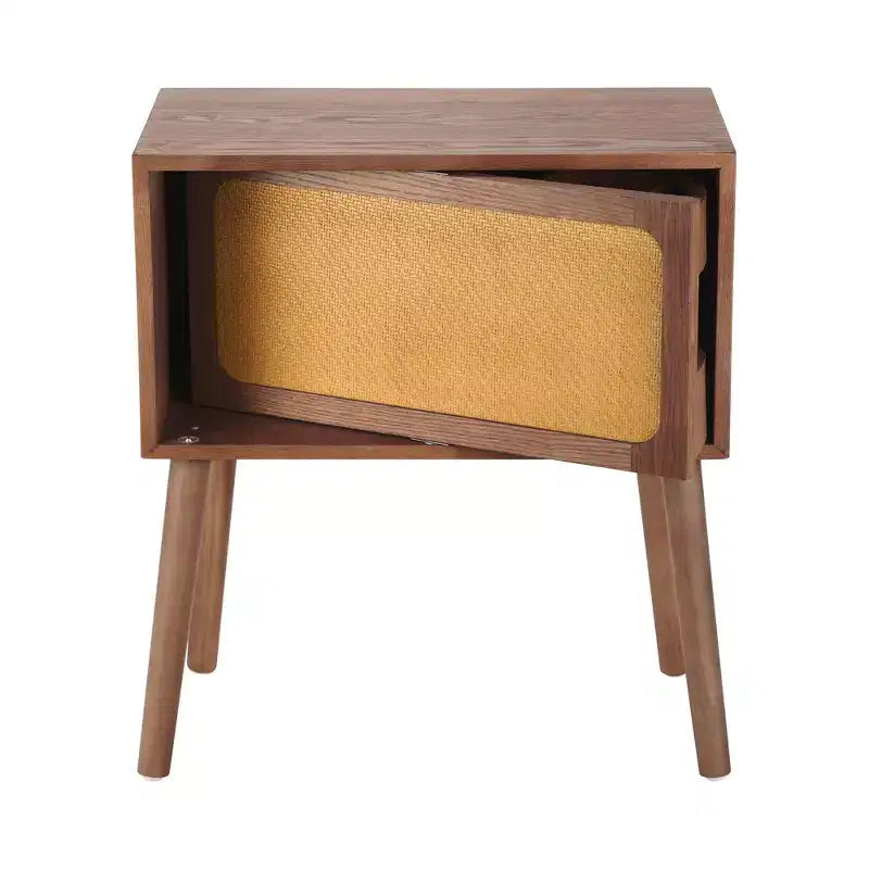 Table de chevet rotative cachée en rotin de style bohème pour chambre à coucher et salon
