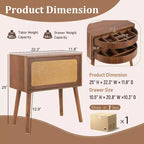 Table de chevet rotative cachée en rotin de style bohème pour chambre à coucher et salon