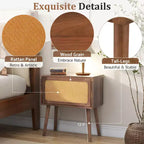 Table de chevet rotative cachée en rotin de style bohème pour chambre à coucher et salon