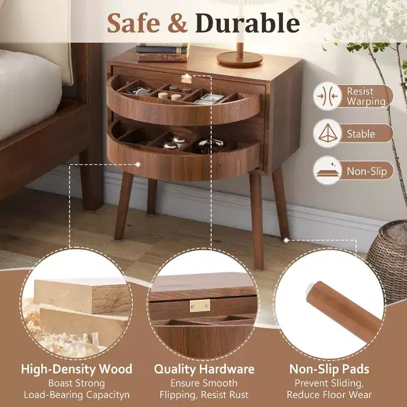 Table de chevet rotative cachée en rotin de style bohème pour chambre à coucher et salon