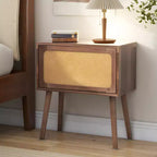 Table de chevet rotative cachée en rotin de style bohème pour chambre à coucher et salon