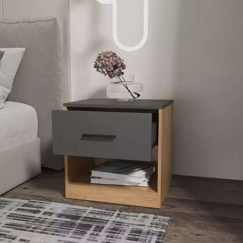 Table de chevet Solomon à 1 tiroir, élégante et fonctionnelle, pour chambre et salon