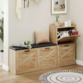 Entryway Bench and Shoe Cabinet with 4 Flip Drawers for Organized Storage for Foyer, Hallway, Living Room