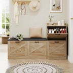 Banc d'entrée et meuble à chaussures avec 4 tiroirs basculants pour un rangement organisé dans l'entrée, le couloir, le salon