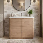 JVNOXK 40 Freestanding Bathroom Vanity with White Ceramic Sink & 2 Soft-Close Doors, Plywood