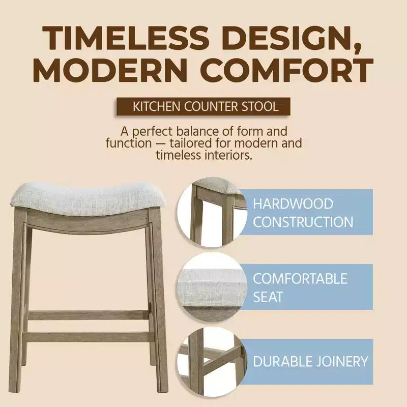 Tabouret de comptoir sans dossier ROME + OAK Parker, Chêne recyclé, Gris, Lot de 2
