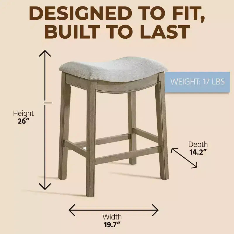Tabouret de comptoir sans dossier ROME + OAK Parker, Chêne recyclé, Gris, Lot de 2