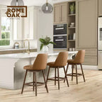 ROME + OAK Tabouret de comptoir pivotant Rowan 26, fini noyer et cuir marron, paquet de 2