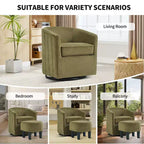 Fauteuil pivotant avec ottomane Bestier, fauteuil club de forme tonneau avec un design aux lignes épurées pour salon et chambre, fauteuil de lecture rond