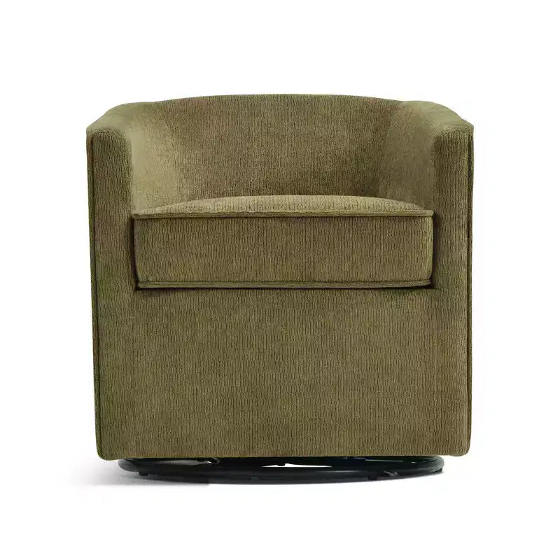 Fauteuil pivotant avec ottomane Bestier, fauteuil club de forme tonneau avec un design aux lignes épurées pour salon et chambre, fauteuil de lecture rond