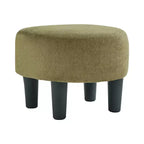 Fauteuil pivotant avec ottomane Bestier, fauteuil club de forme tonneau avec un design aux lignes épurées pour salon et chambre, fauteuil de lecture rond