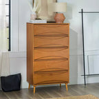 Commode à 5 tiroirs avec côtés galbés de style moderne du milieu du siècle Walker Edison