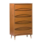 Walker Edison Mid Century Modern Contoured 5 Drawer Chest of Drawers
