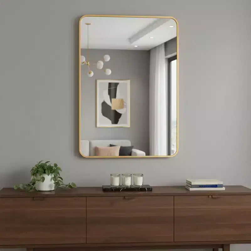 Miroir d'appoint HomeRoots 36" avec cadre en aluminium doré
