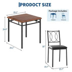 Ensemble de salle à manger de ferme pour 2 - Table à manger avec chaises rembourrées, ensemble de table de cuisine en bois, appartement peu encombrant