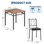 Ensemble de salle à manger de ferme pour 2 - Table à manger avec chaises rembourrées, ensemble de table de cuisine en bois, appartement peu encombrant