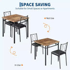 Ensemble de salle à manger de ferme pour 2 - Table à manger avec chaises rembourrées, ensemble de table de cuisine en bois, appartement peu encombrant