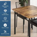 Ensemble de salle à manger de ferme pour 2 - Table à manger avec chaises rembourrées, ensemble de table de cuisine en bois, appartement peu encombrant