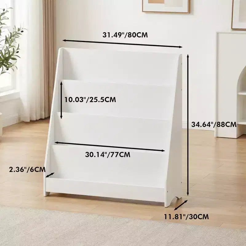 JVNOXK Étagère de Rangement 4 Niveaux pour Enfants, Organisateur de Jouets et Livres pour Tout-Petits, pour Chambre d'Enfant, Salle de Jeux, Salle de Classe, Blanc